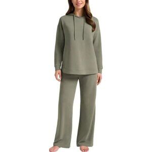 Max & Mia Women's S Dark Sage Two-Piece Lounge Set  M0594